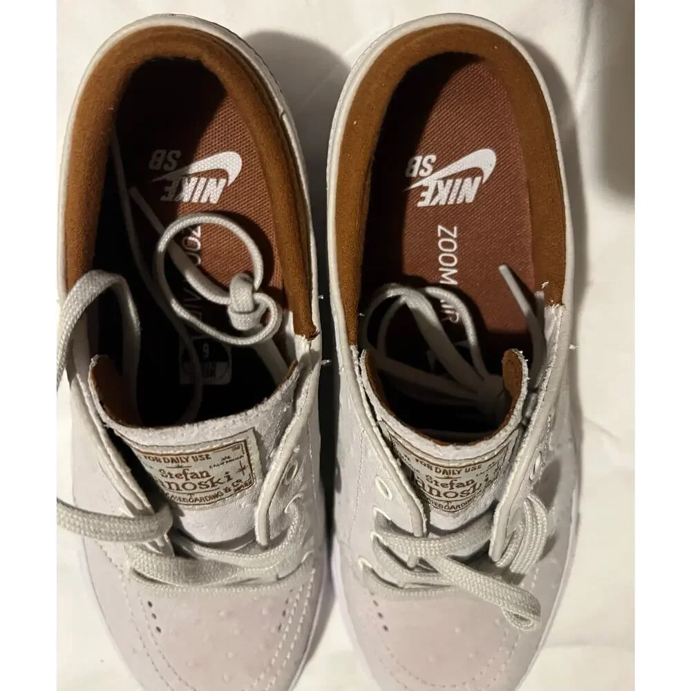 Nike Zoom Stefan Janoski L sneakers ivory ostrich leather & hazelnut accents 6 - Picture 3 of 10